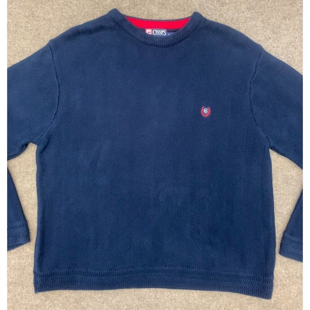 Vintage Chaps Ralph Lauren Sweater Mens XL Hand Framed 90s Herringbone Fisherman